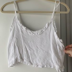 White Cropped Double Strap Top